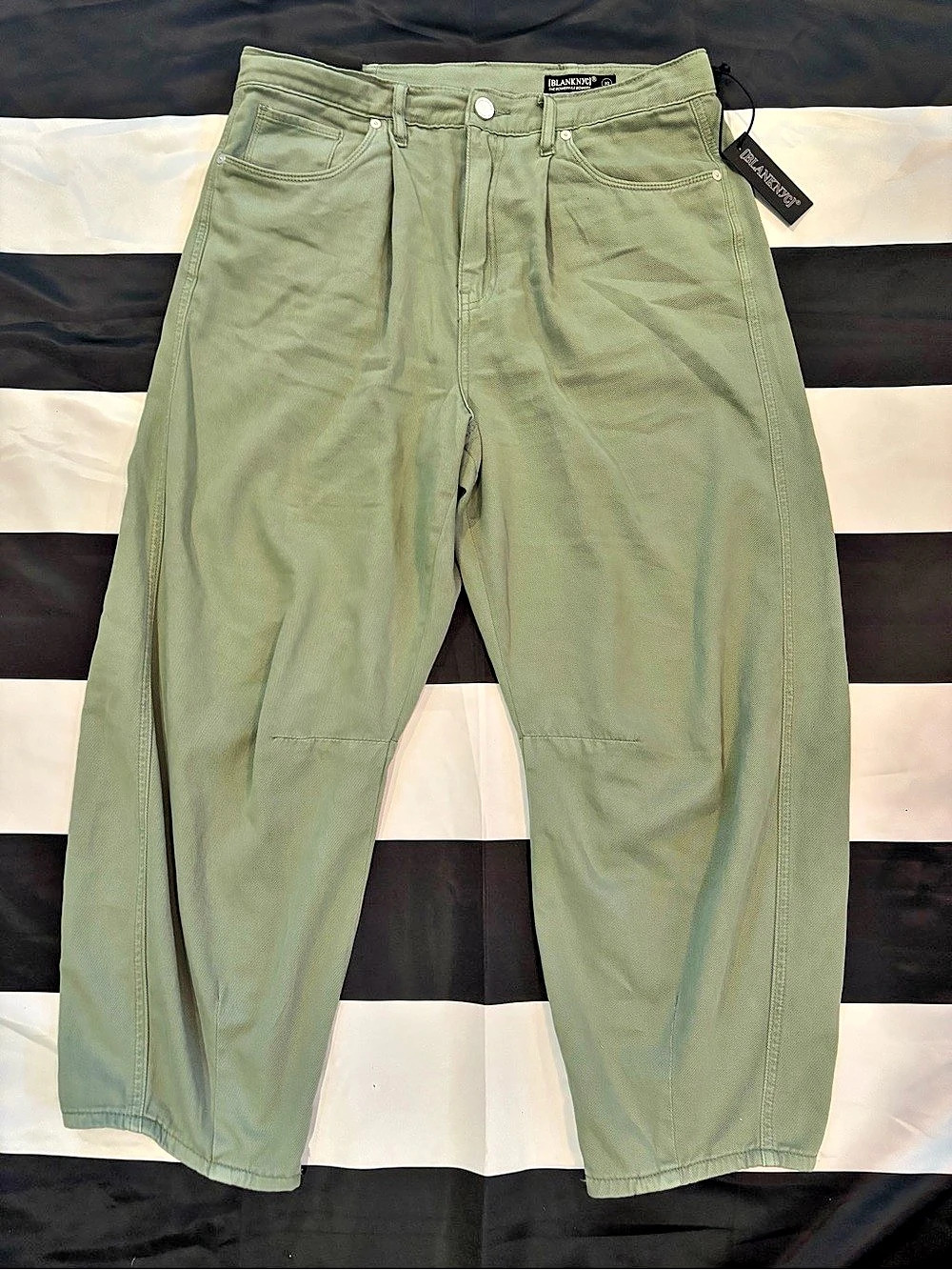 BLANKNYC The Bowery Barrel Mid-Rise Jeans Green Size 30